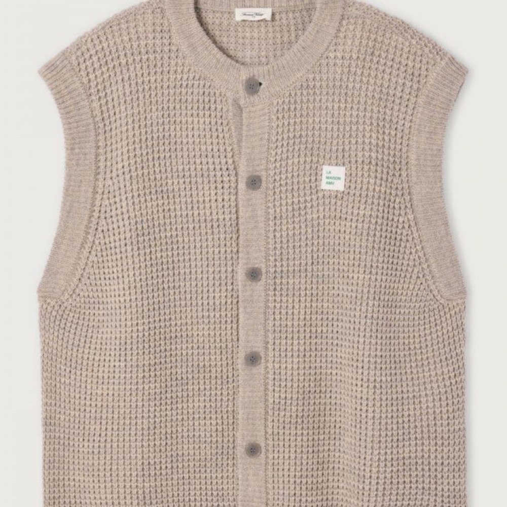 American Vintage Knit Button-Front Sleeveless Cardigan